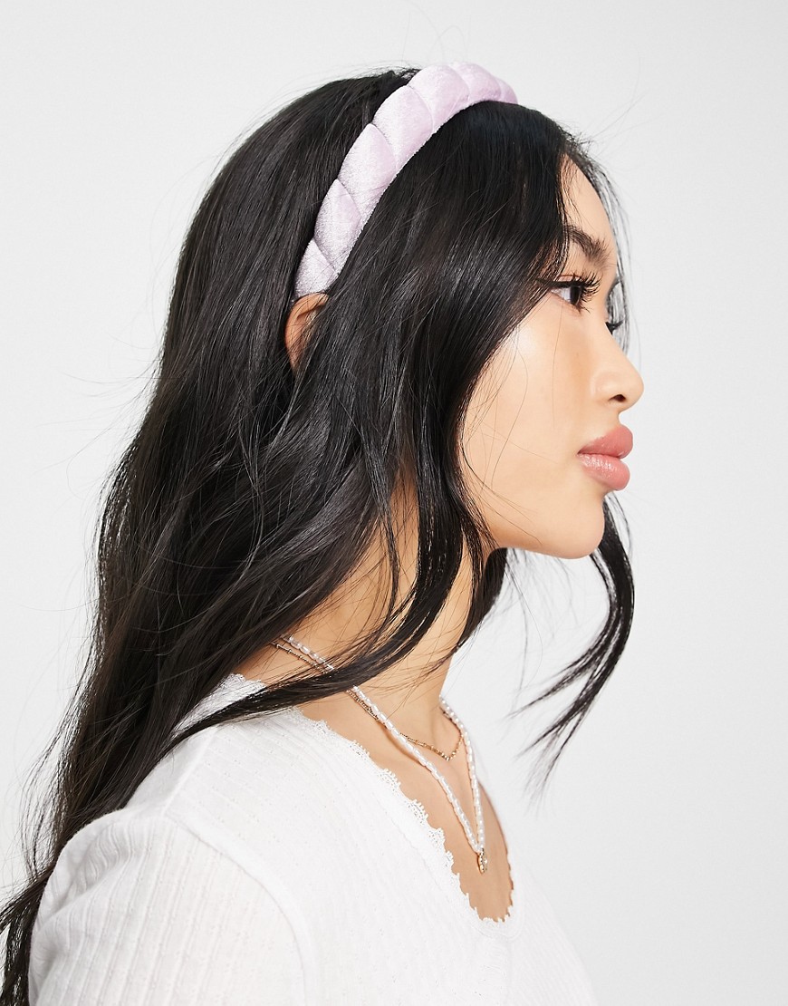 ASOS DESIGN headband with quilted twist in lilac-Purple