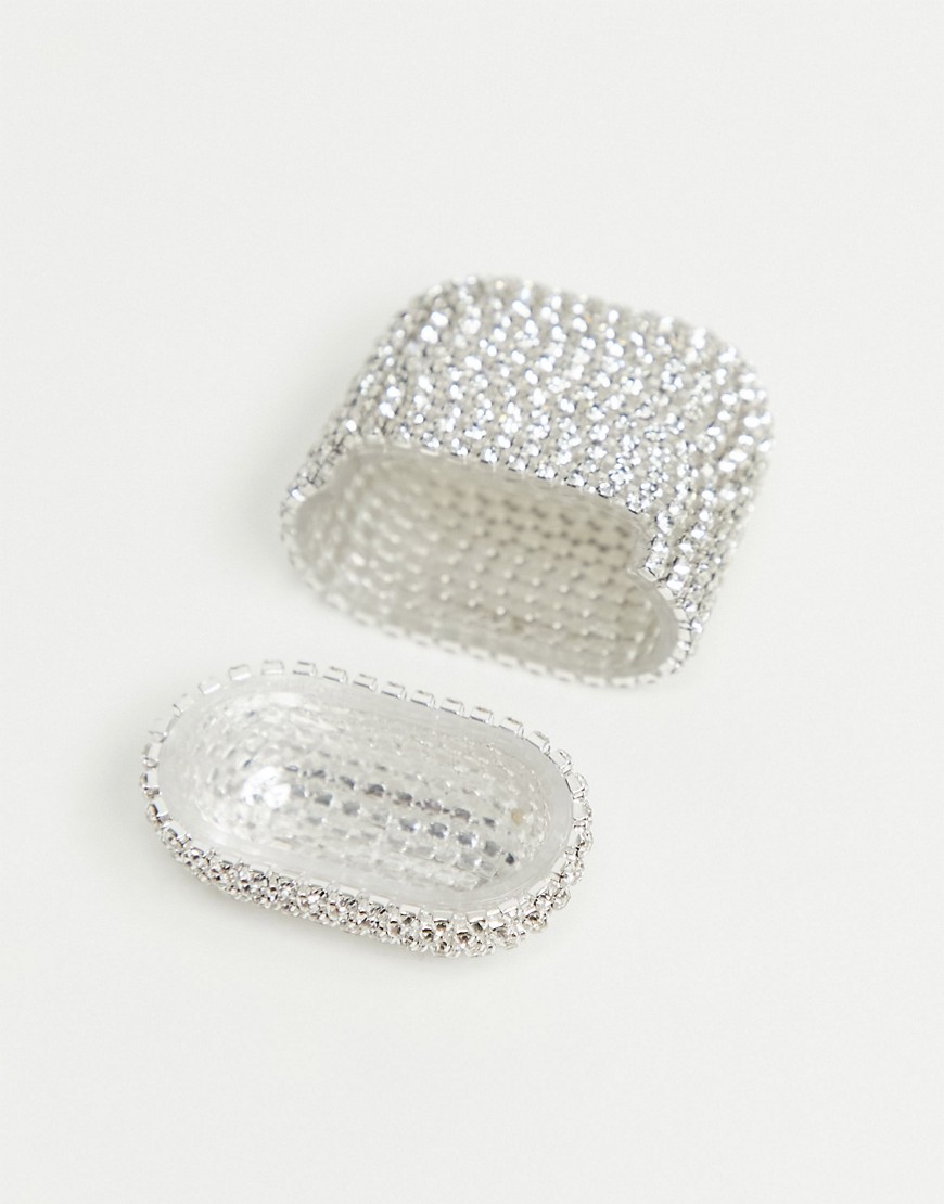 ASOS DESIGN headphone case in all over diamante-Silver