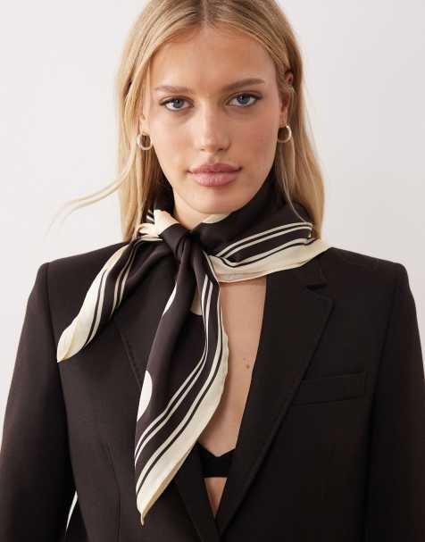 ASOS DESIGN headscarf in polka dot print in chocolate - view 1