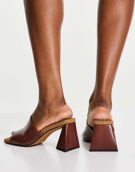 ASOS DESIGN – Healing – Bruna skor i kvalitetsläder med öppen häl och halvhög klack, 2 av 4