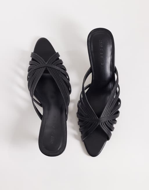 ASOS DESIGN - Healing - Mules à talon mi-haut avec bout ouvert et lanières fines - Noir, 2 de 4