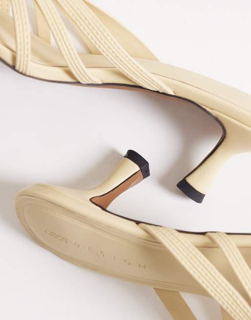 ASOS DESIGN – Healing – Riemchen-Pantoletten in Buttermilchgelb mit mittelhohem Absatz und Peeptoe, 3 von 4