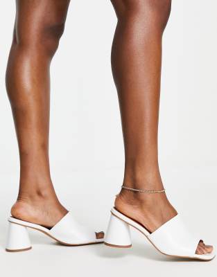 ASOS DESIGN Health premium leather heeled mules in white  - ASOS Price Checker