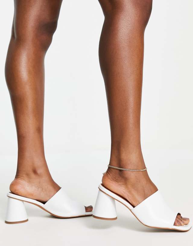 ASOS DESIGN Health premium leather heeled mules in white