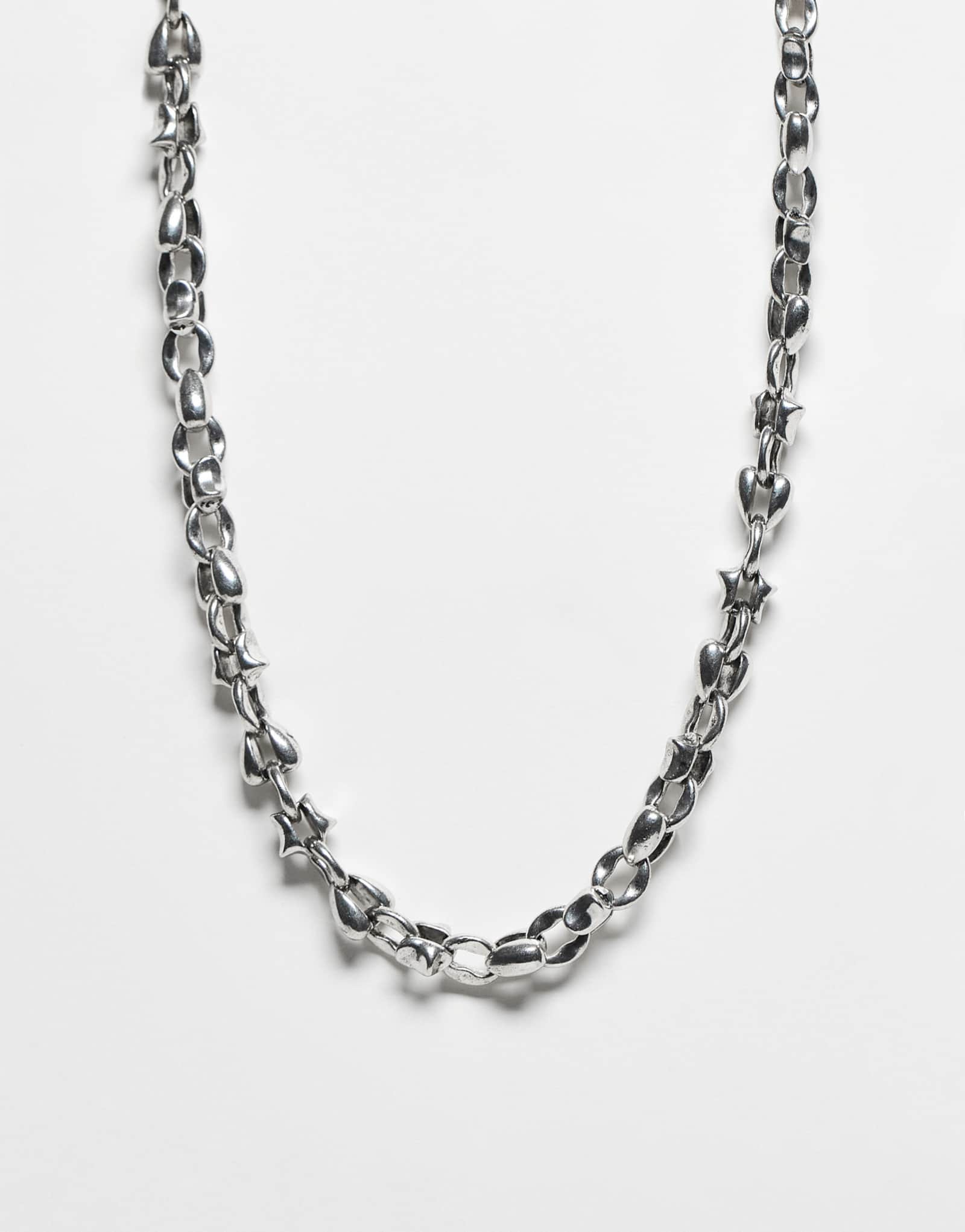 ДИЗАЙНЕРСКОЕ колье ASOS с сердечком и звездочкой на цепочке серебристого оттенка