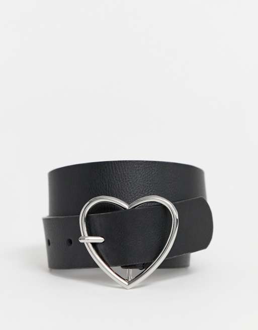 SATINIOR 2 Pieces Heart Shaped Belt Heart Buckle Belt White Black