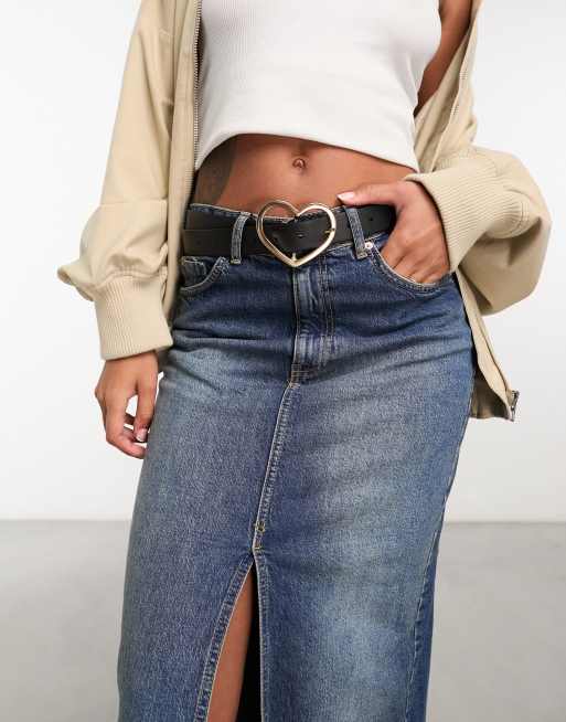 ASOS DESIGN heart buckle waist and hip jeans belt