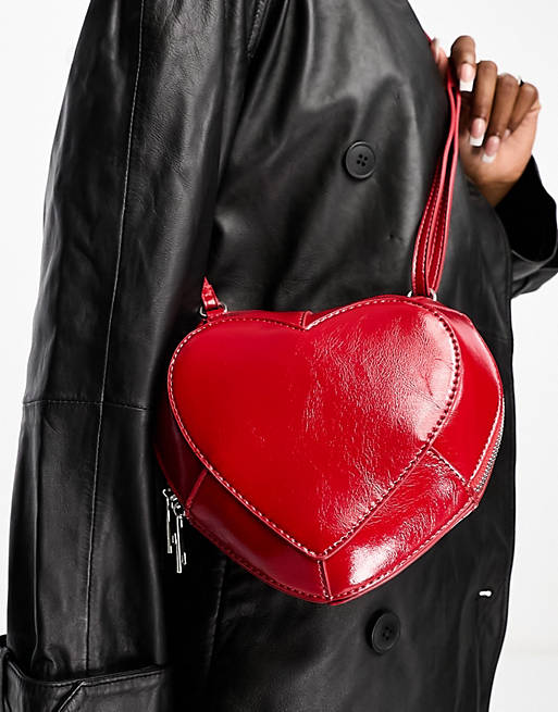 ASOS DESIGN heart crossbody bag in red