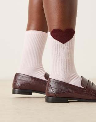 Asos Design Heart Detail Socks In Red