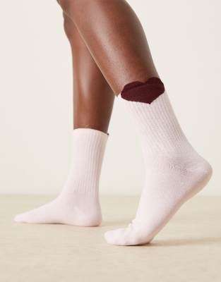 Asos Design Heart Detail Socks In Red