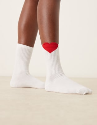 Asos Design Heart Detail Socks In Red