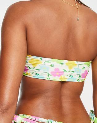 Asos Curve Asos Design Heart Ring Bikini Top In Multi