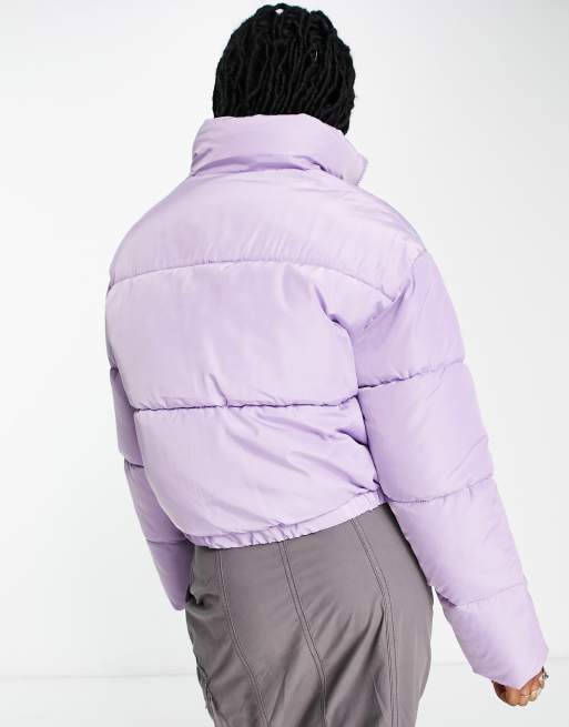 ASOS DESIGN heart shaped puffer jacket in lilac