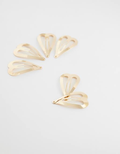 ASOS DESIGN heart shaped silver snap clips pack of 6 - GOLD, 2 of 3