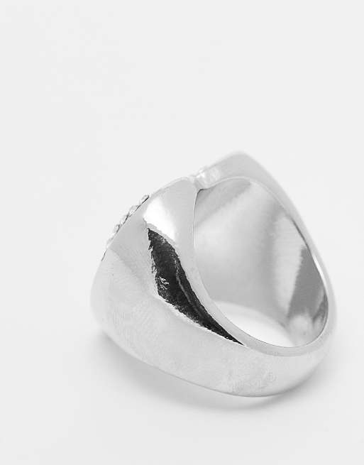 Silver heart signet on sale ring