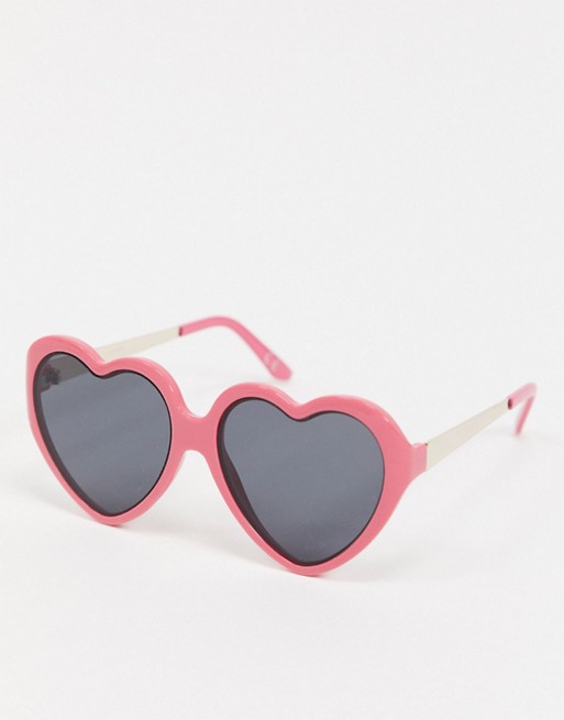 ASOS DESIGN heart sunglasses in hot pink
