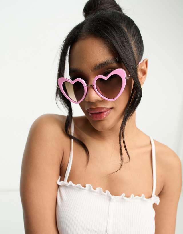 ASOS DESIGN heart sunglasses in pink