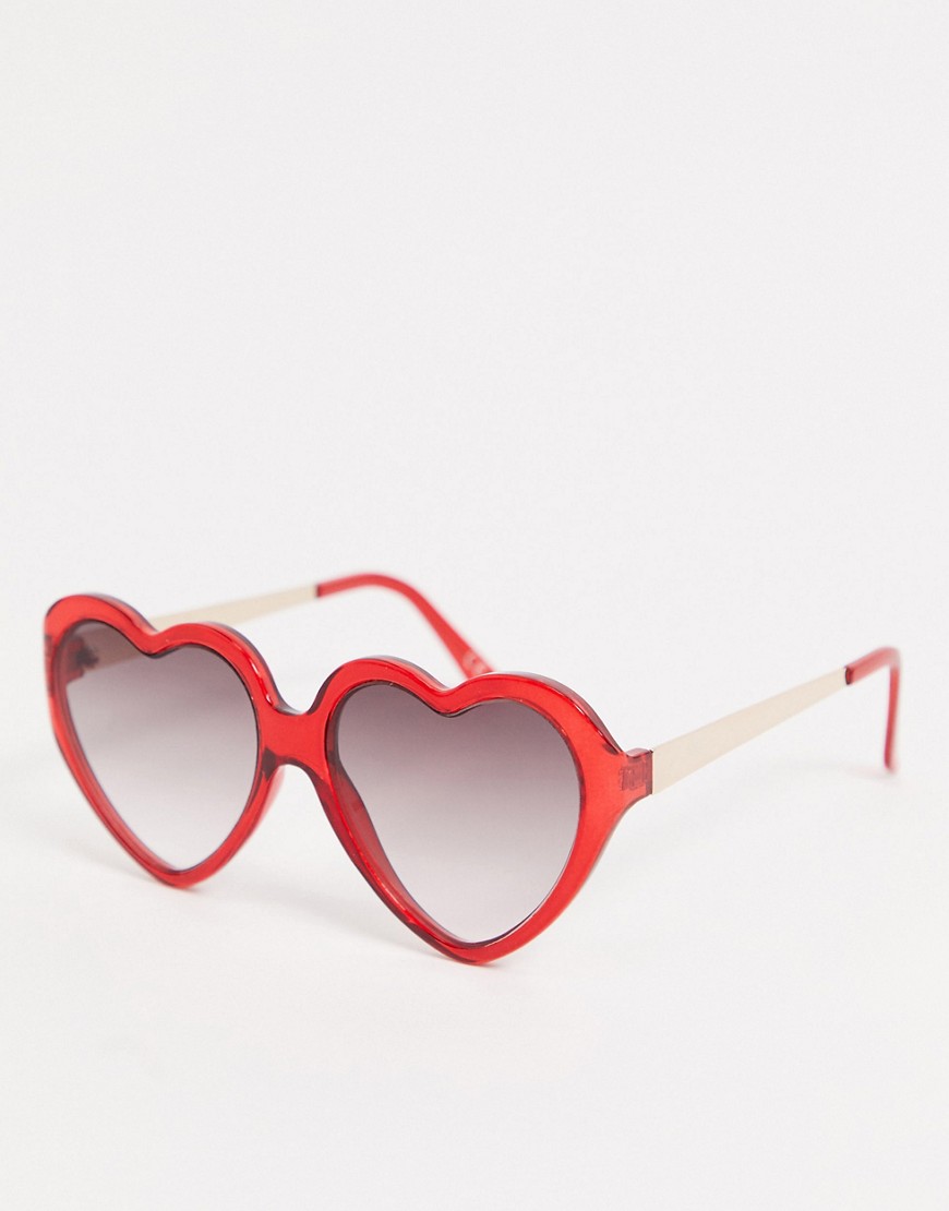 ASOS DESIGN heart sunglasses with metal arms in red