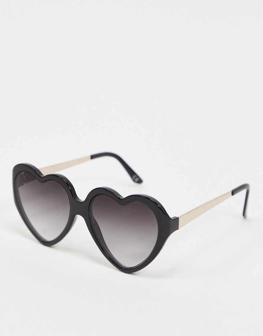 ASOS DESIGN heart sunglasses with metal arms-Black