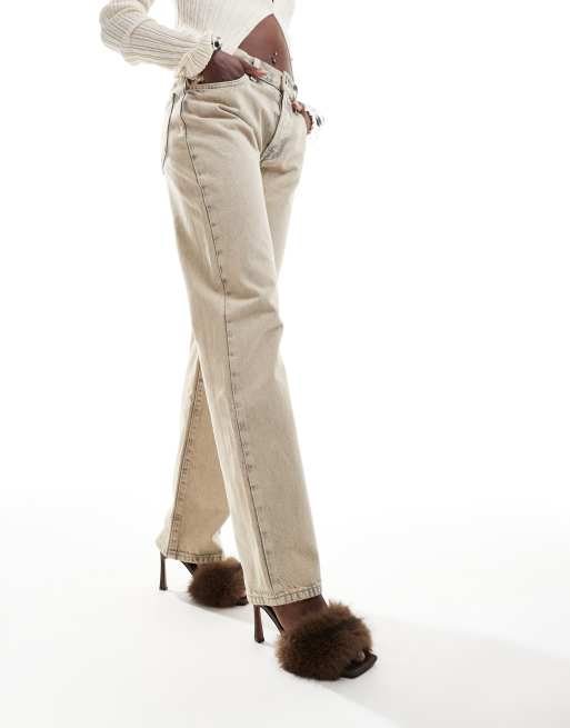 ASOS DESIGN Heartbreak faux fur mid heeled mules in brown, 2 of 4