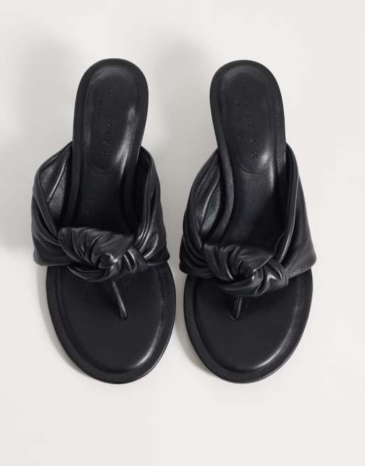 ASOS DESIGN - Heartbreak - Infradito premium con tacco e nodo in pelle neri, 2 di 4