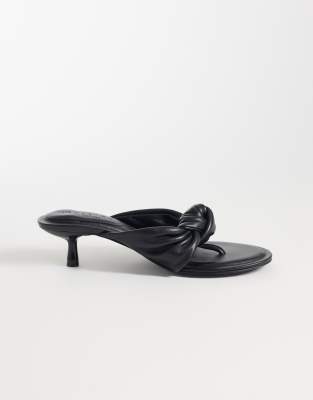 Asos Design Heartbreak Premium Knotted Heeled Flip Flops In Black
