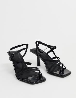 asos black strappy heels