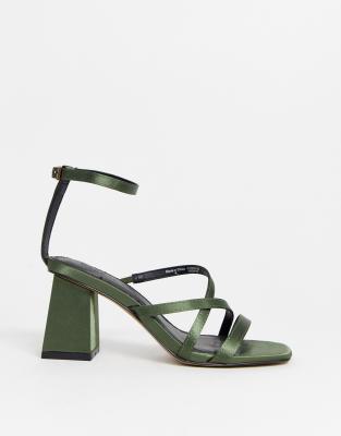 khaki block heel sandals