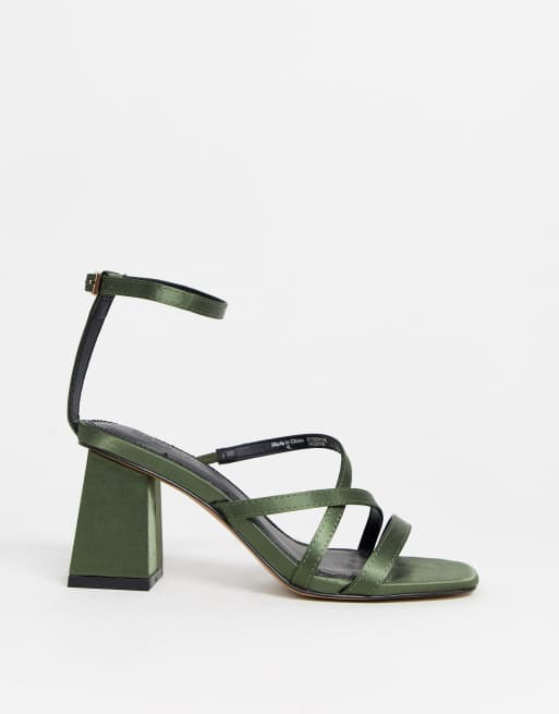 Khaki block sales heel sandals