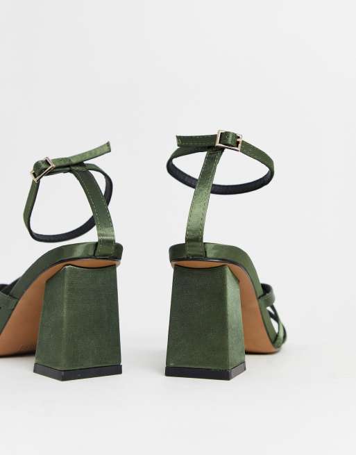 Khaki block deals heel sandals