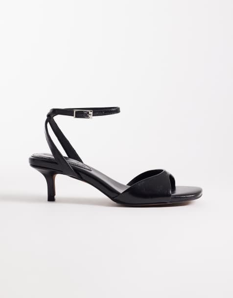 ASOS DESIGN - Heartfelt - Sorte og minimalistiske sandaler med kitten-hæl - view 1