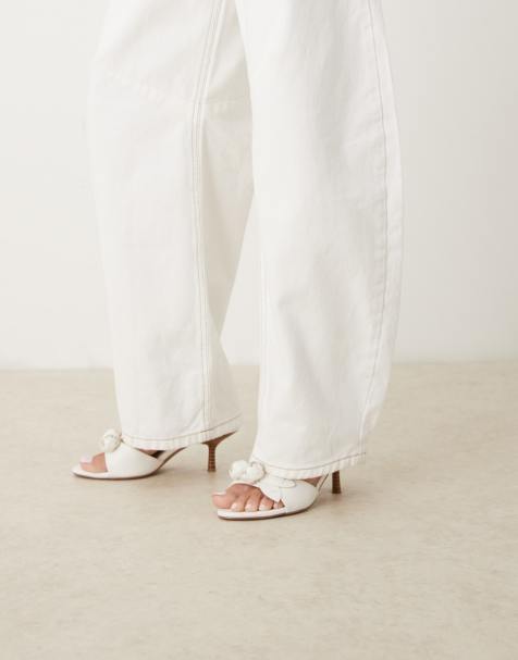 ASOS DESIGN Heartly rose heeled mules in white - view 1