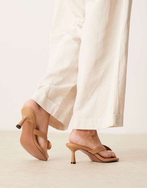 ASOS DESIGN Heated trim detail toe thong mid sandals in