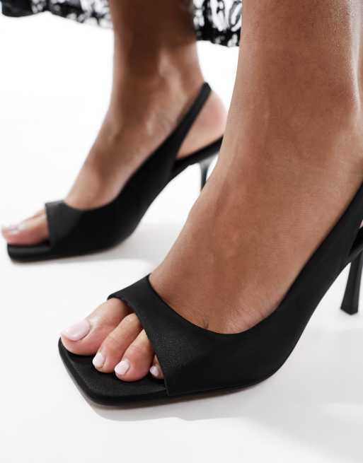 ASOS DESIGN Heaven Peeptoe Sandaletten in Schwarz mit mittelhohem Absatz ASOS