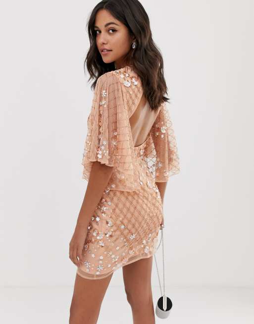 ASOS DESIGN heavily embellished mini shift dress