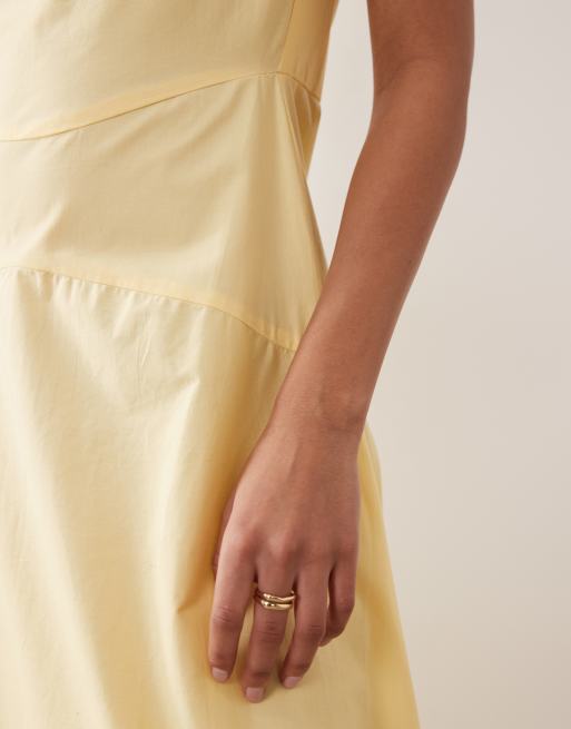 ASOS DESIGN heavy poplin maxi dress with draped neckline in butter yellow, 2 of 4