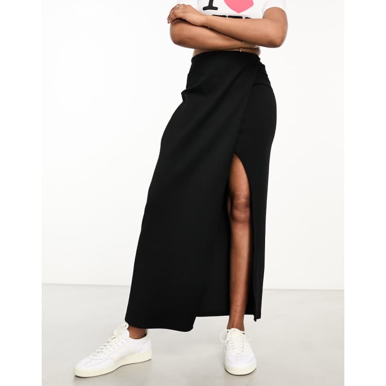 Asos design chunky ribbed midi skirt hotsell