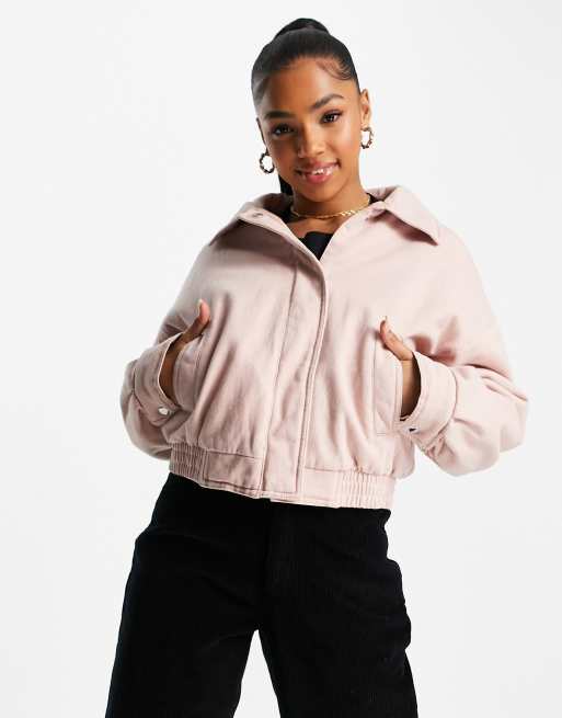 ASOS Pink Ultimate Embellished Satin Bomber Jacket Coat UK SIZE 8