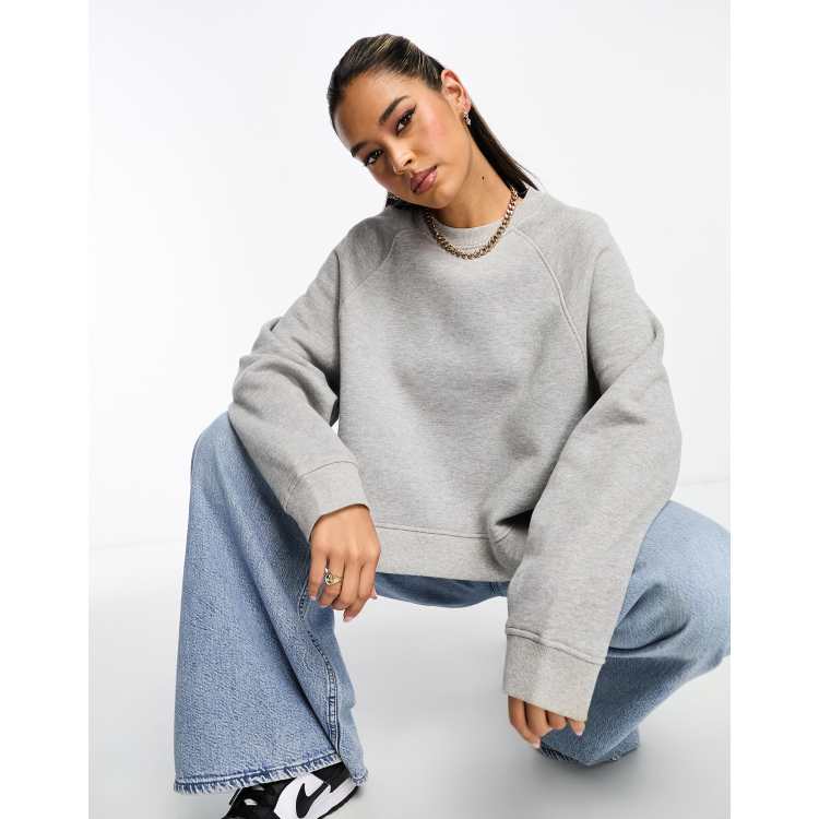 ASOS DESIGN Heavy weight cropped oversized sweatshirt in grey marl | ASOS