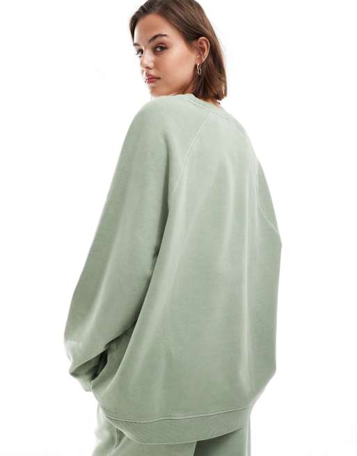 Sage green oversized sweatshirt sale