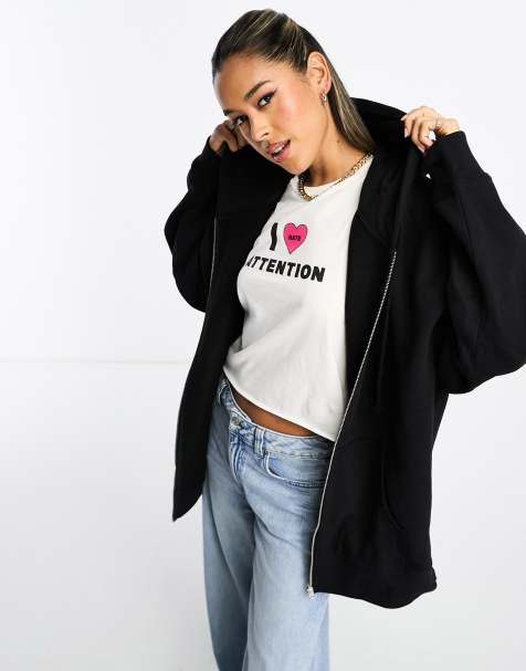 Topshop graphic New York washed oversized hoodie in charcoal