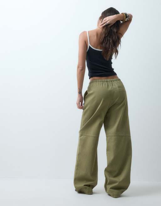 ASOS DESIGN heavy weight pull on pants with pockets in khaki, 3 of 5