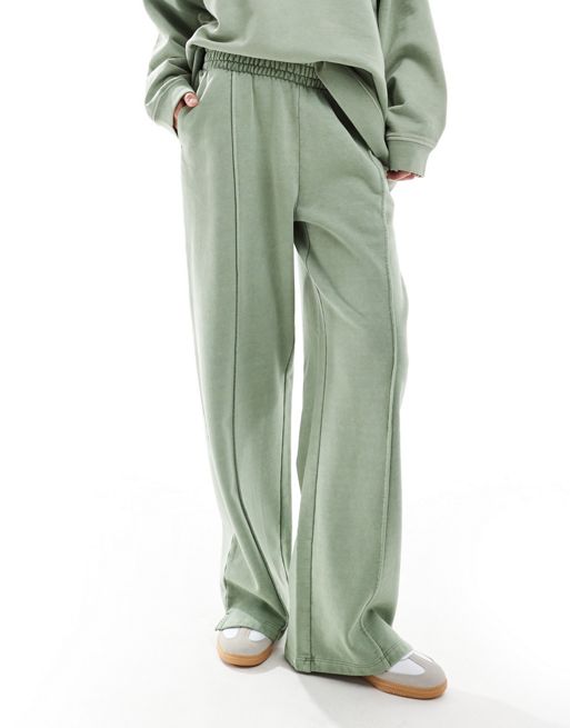 FhyzicsShops DESIGN Heavy weight straight leg jogger with pintuck in washed sage green