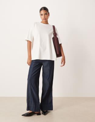 Asos Design Heavy Weight White Cotton Longline Tee In Multi