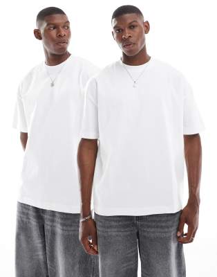 heavyweight 2 pack oversized t-shirts in white