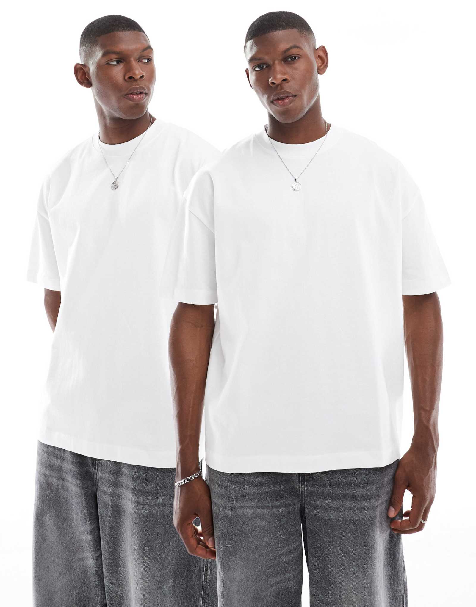 Футболки ASOS DESIGN heavyweight 2 pack оверсайз белого цвета 