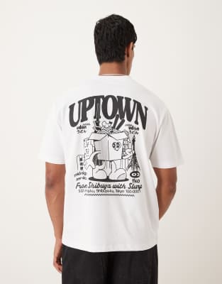 Asos Design Heavyweight 220gsm Oversized T-shirt With Noodle Print In White
