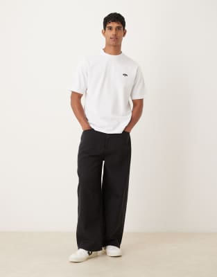 Asos Design Heavyweight 220gsm Oversized T-shirt With Noodle Print In White