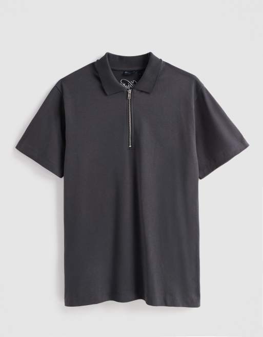 ASOS DESIGN heavyweight 240gsm long sleeve half zip polo