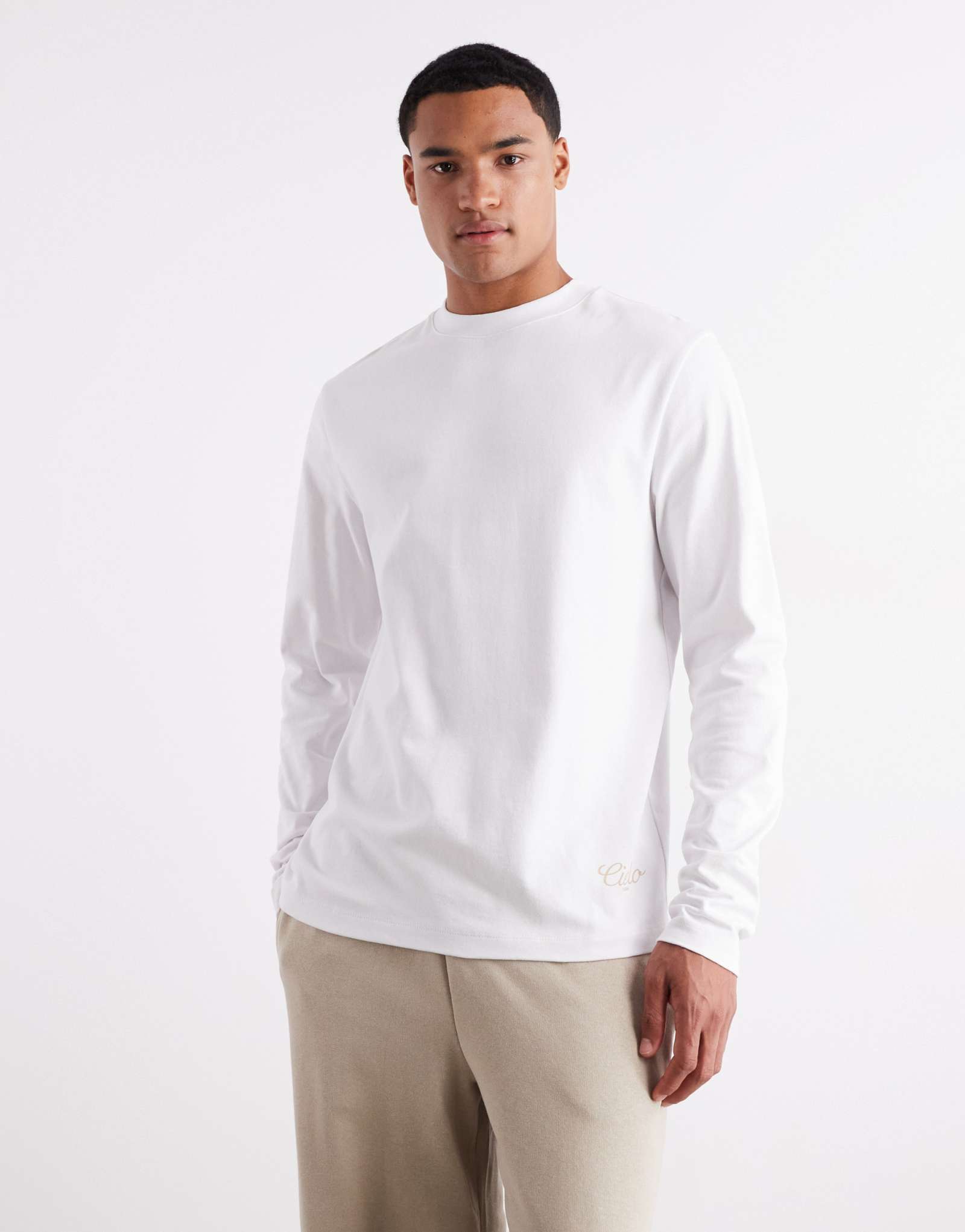 Футболка ASOS DESIGN heavyweight 240gsm с длинным рукавом и детальным принтом белого цвета